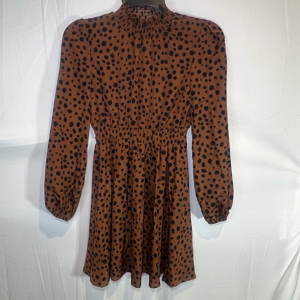 Shein Women S All Over Print Shirred Waist Short Dress Cheetah Geometric Size‎ 4